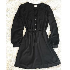 Everly Black Half Button Dress, M